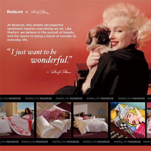 Bedsure x Marilyn Monroe 100% Mulberry Silk Pillowcase for Hair and Skin, NEW - Picture 3 of 4